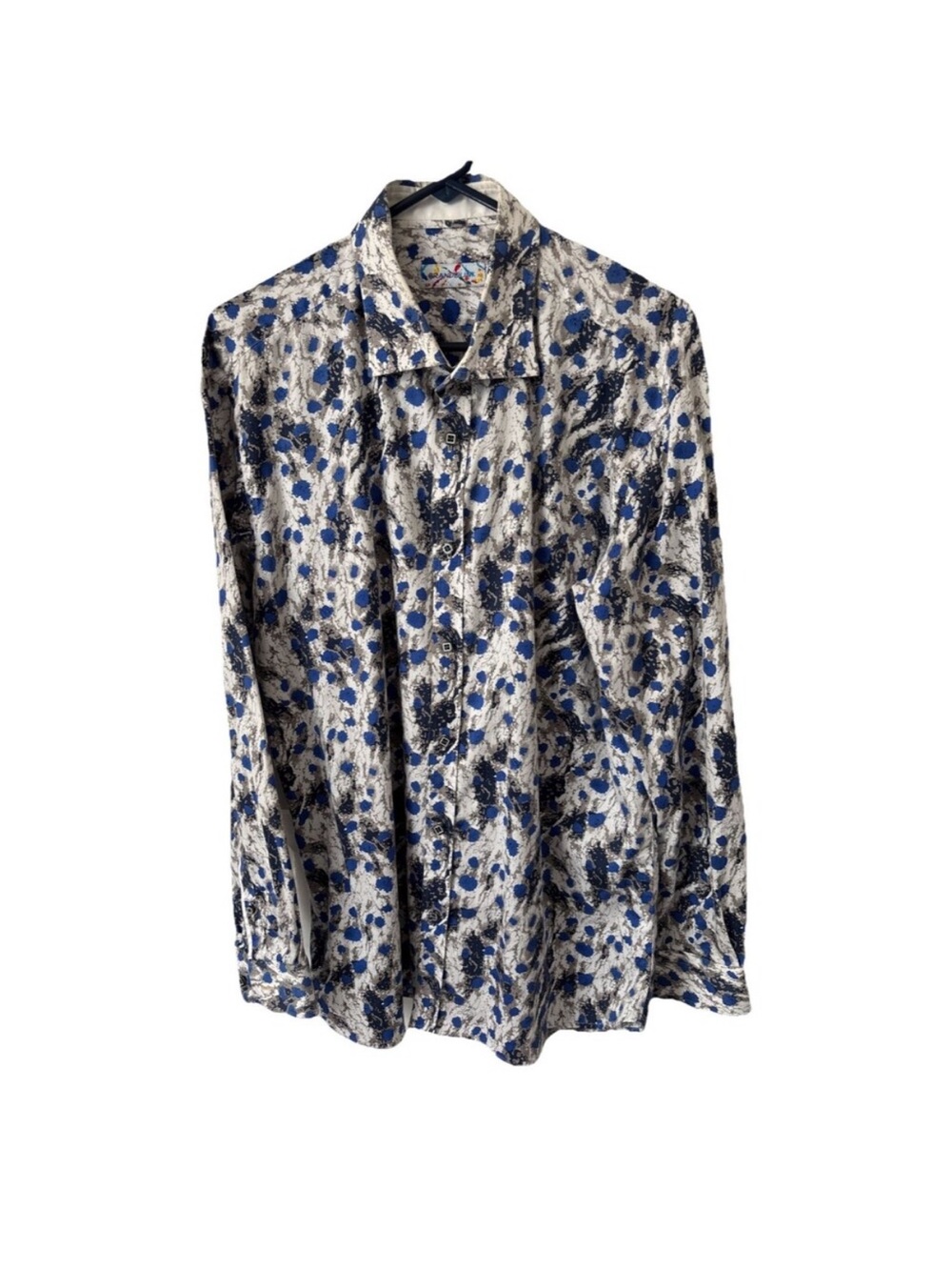 Brandolini Men's Blue & White Floral Print Long-Sleeve Button-Down Shirt